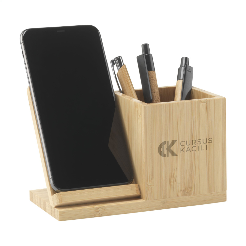 Logotrade profilprodukter bild: Bamboo Boss 15W laddare/pennhållare